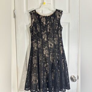 Danny & Nicole Black and Cream Lace Midi Dress